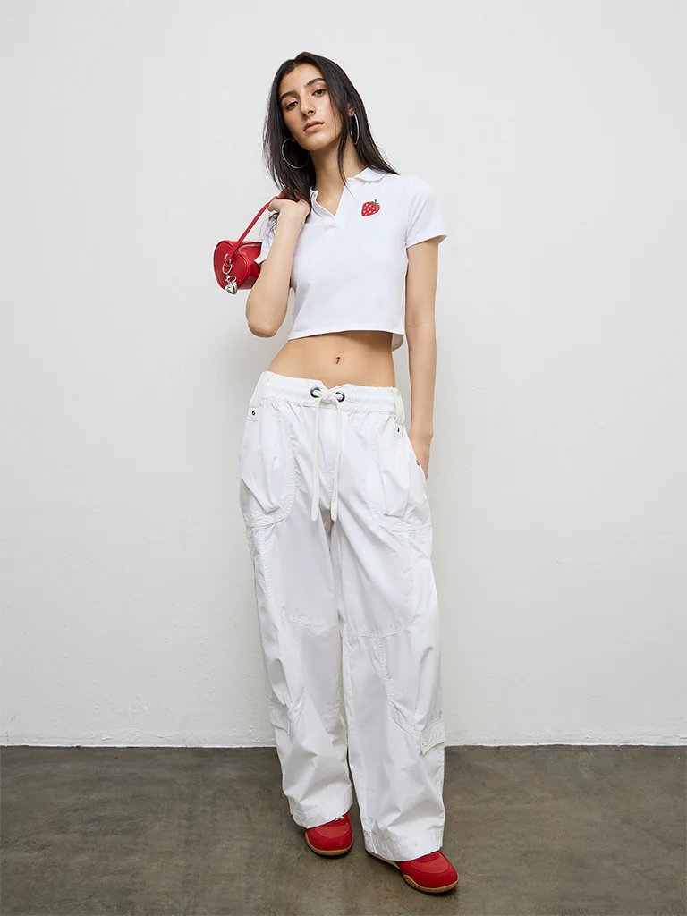 Nuon White Embroidered Cotton-Blend T-Shirt