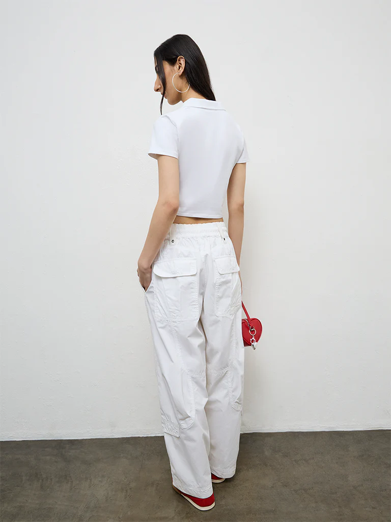 Nuon White Embroidered Cotton-Blend T-Shirt - Image 4