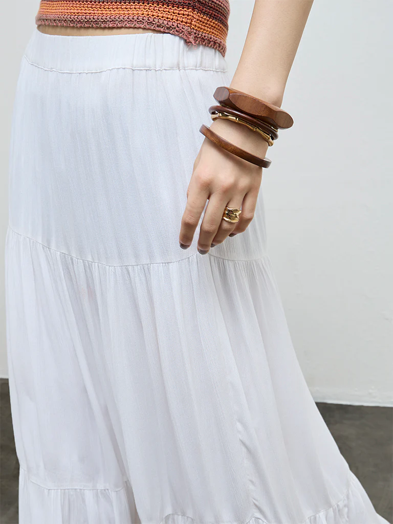 Nuon White High-Rise Tiered Skirt - Image 3