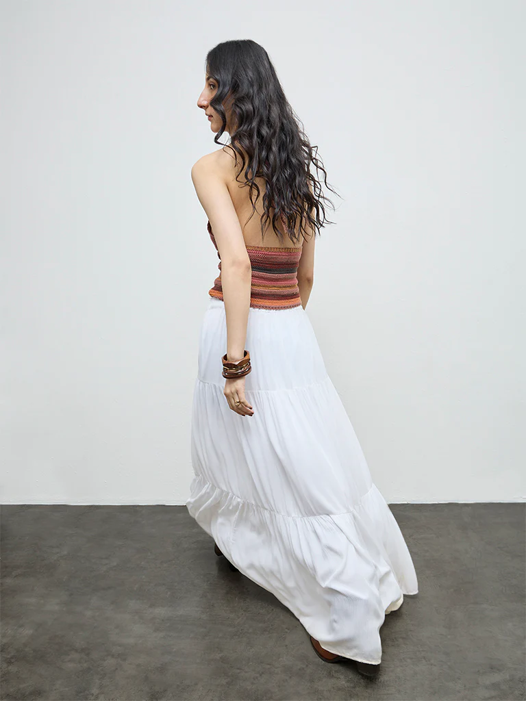 Nuon White High-Rise Tiered Skirt - Image 4