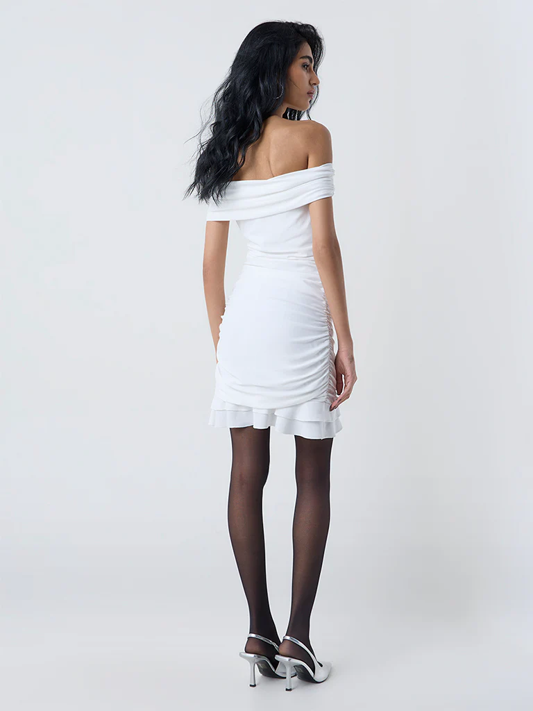 Nuon White Off-Shoulder Bodycon Dress - Image 4