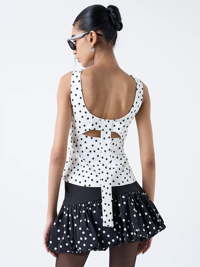 Nuon White Polka-Dot Top - Image 4
