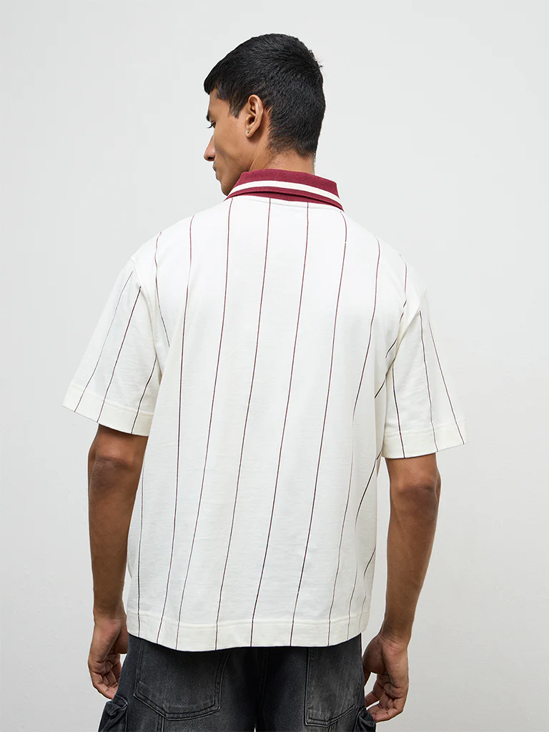 Nuon White Printed Relaxed-Fit Cotton T-Shirt - Image 4