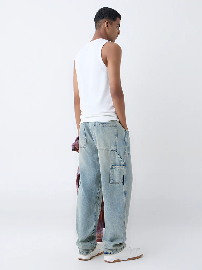Nuon White Ribbed Cotton-Blend Slim-Fit T-Shirt - Image 5