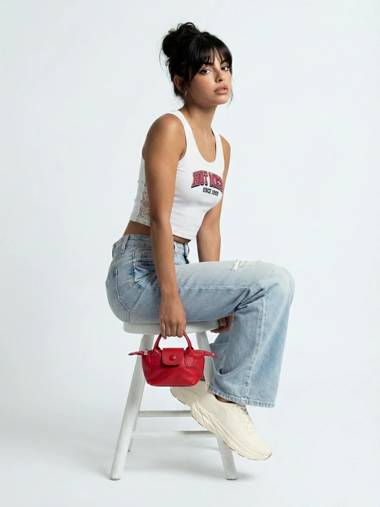 Nuon White Ribbed Graphic Cotton-Blend Tank Top - Image 3