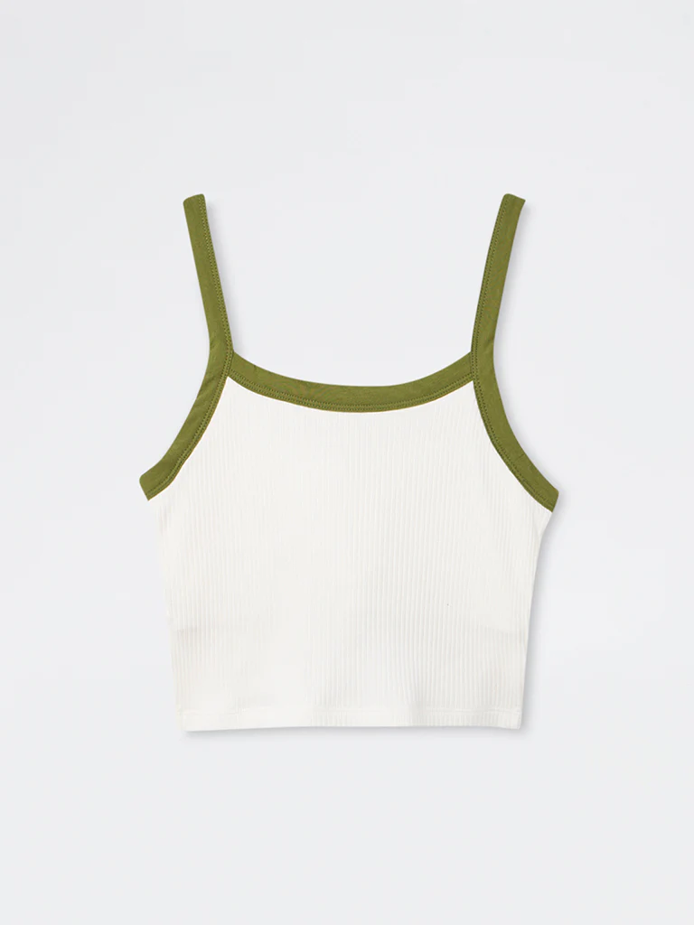 Nuon White Ribbed-Textured Cotton Top - Image 6