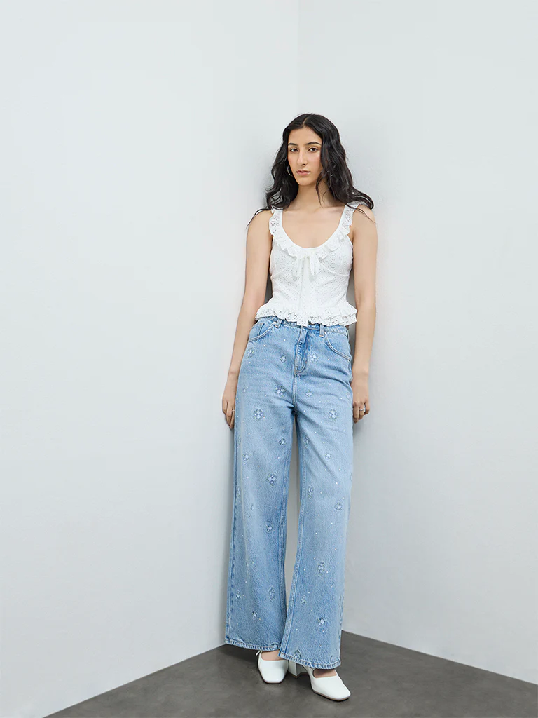 Nuon White Schiffli Embroidered Top - Image 2