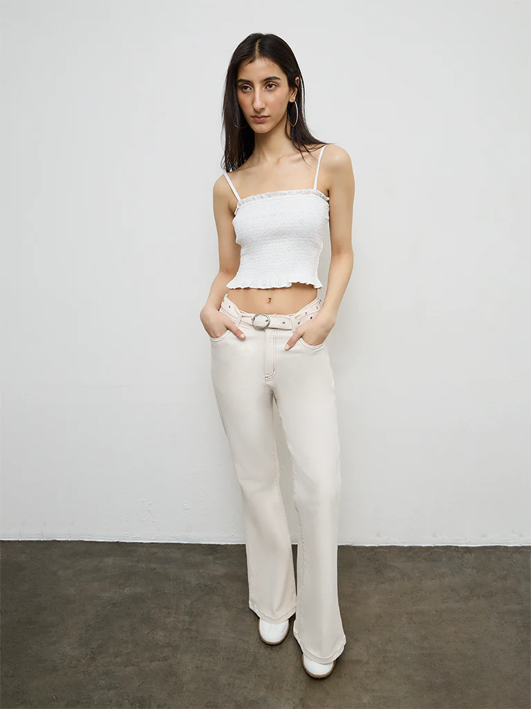 Nuon White Smocked Cotton Top - Image 2