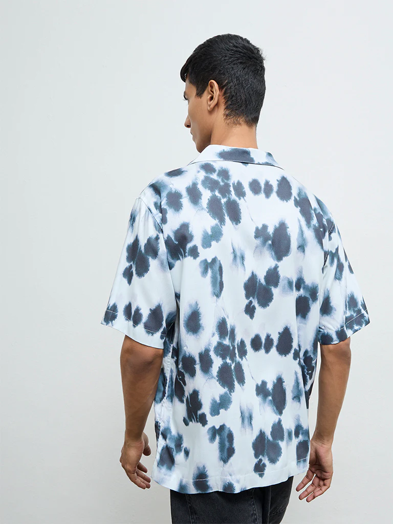 Nuon White Smudge Printed Relaxed-Fit Shirt - Image 4