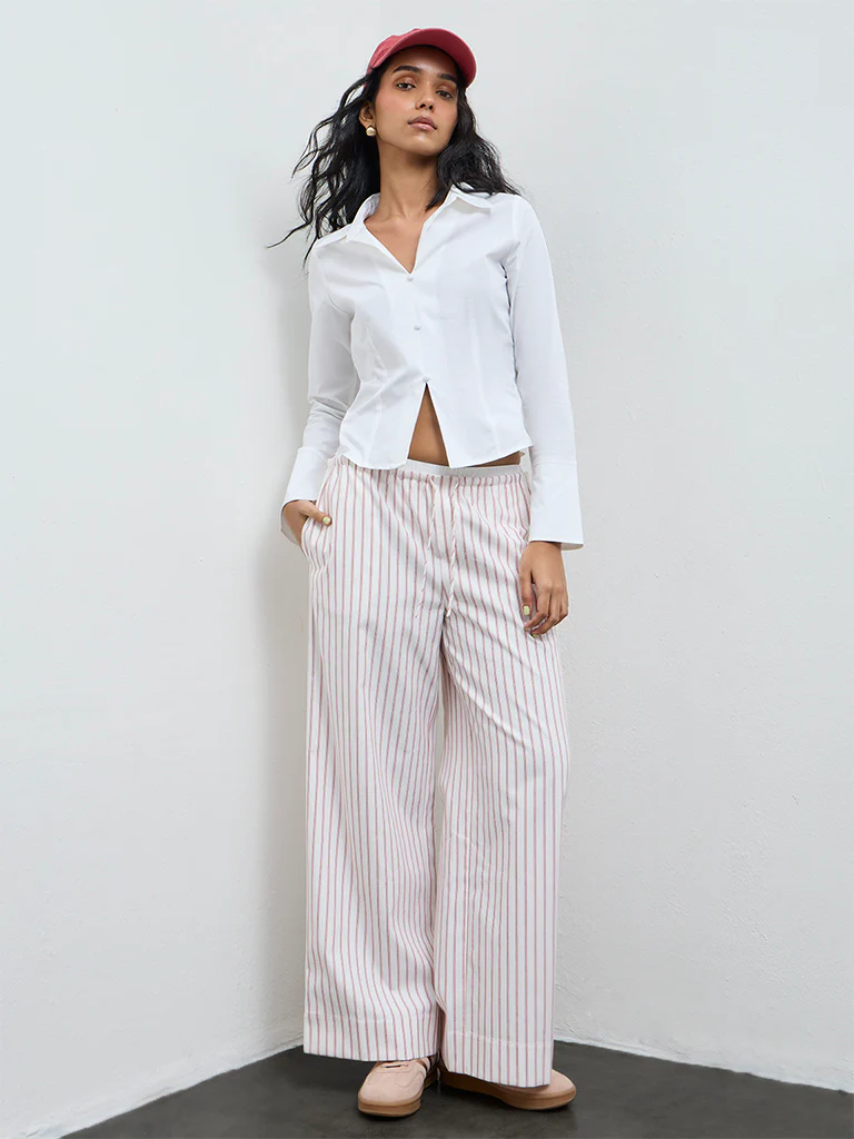 Nuon White Solid Cotton Blouse - Image 2