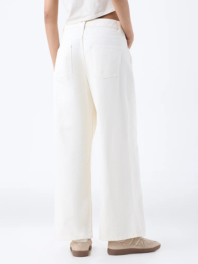 Nuon White Solid High-Rise Flared Jeans - Image 4