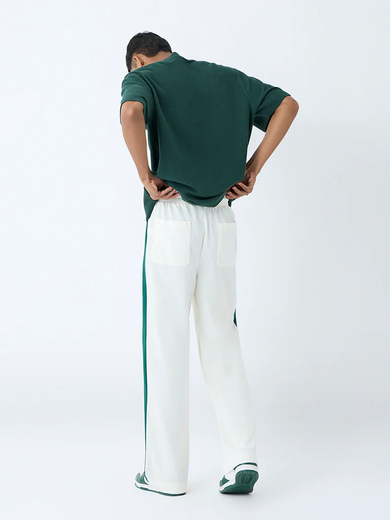 Nuon White Striped Relaxed-Fit Mid-Rise Pants - Image 5