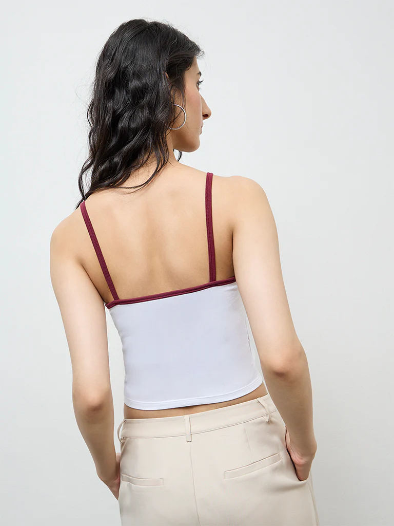 Nuon White Text-Printed Cotton-Blend Top - Image 4