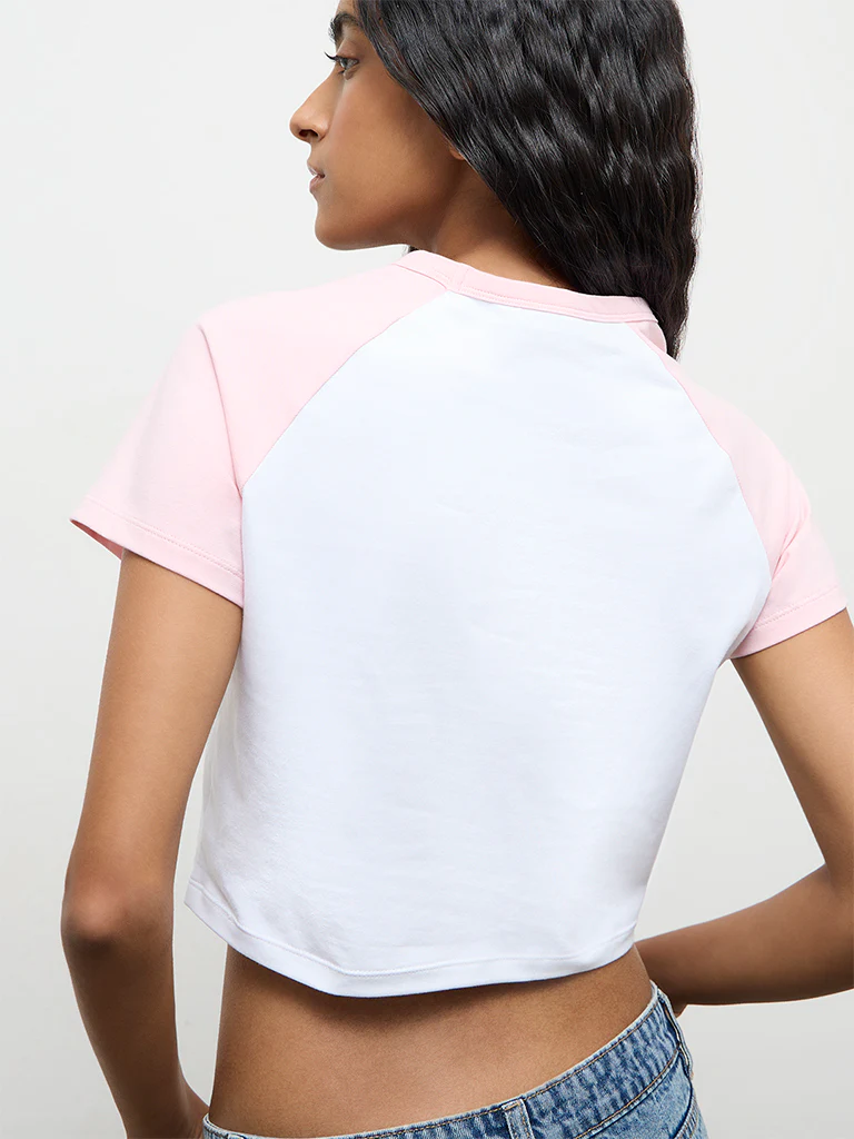 Nuon White Text-Printed Cotton T-Shirt - Image 4