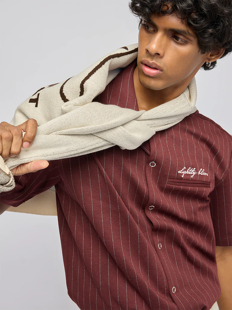 Nuon Wine Pinstriped Relaxed-Fit Shirt - Image 3