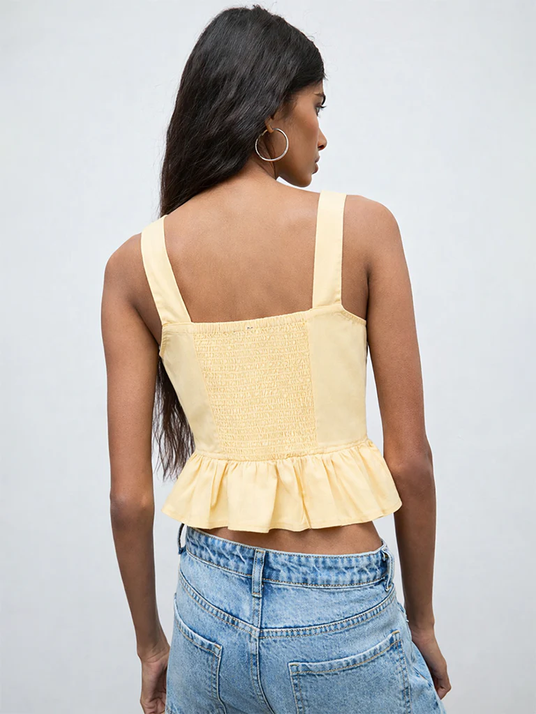 Nuon Yellow Cotton-Blend Top - Image 4