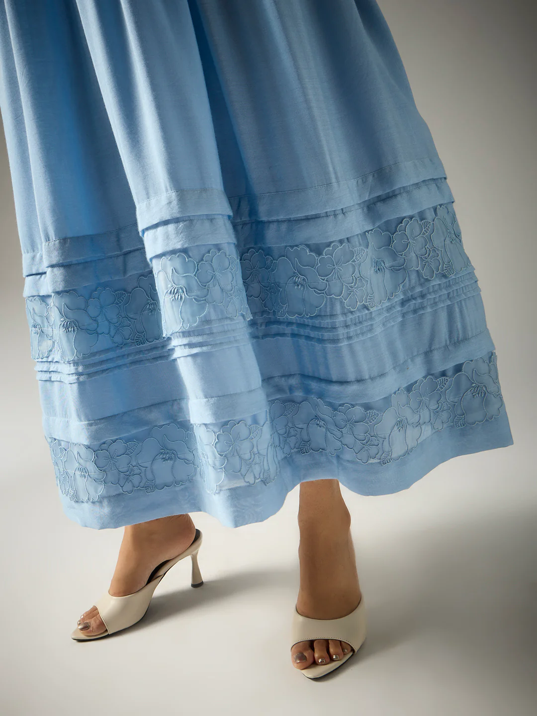 Pintuck Maxi Dress Blue - Image 5