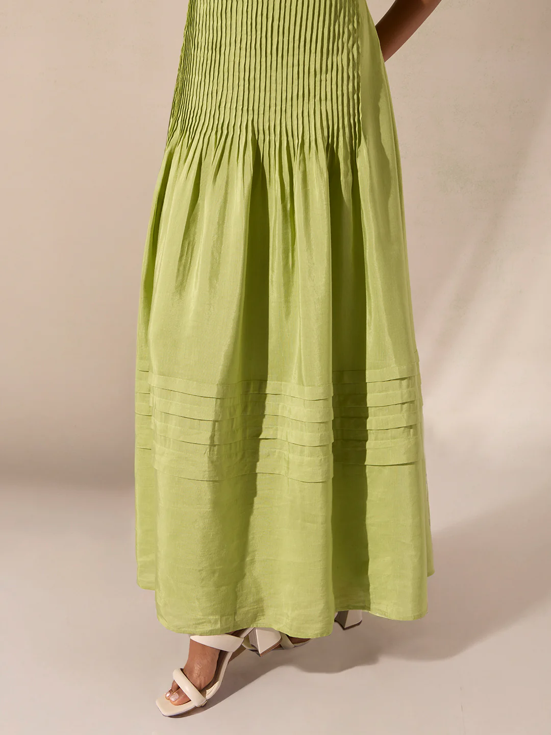 Pintuck Maxi Dress - Green - Image 4