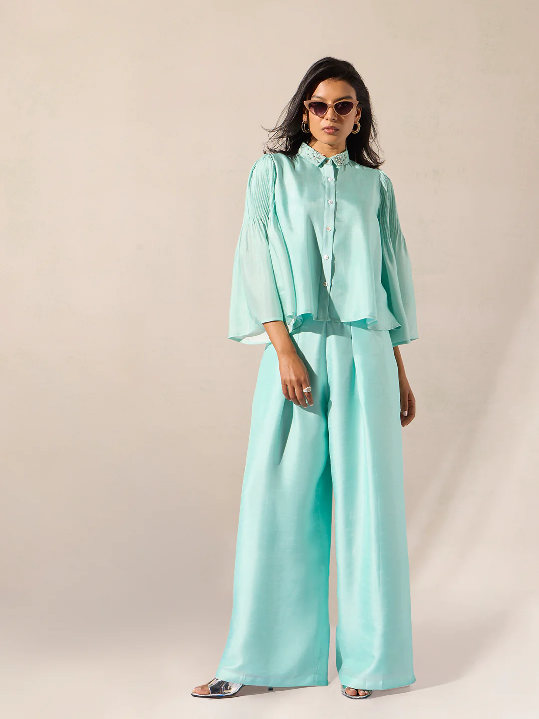 Pintuck Top - Blue