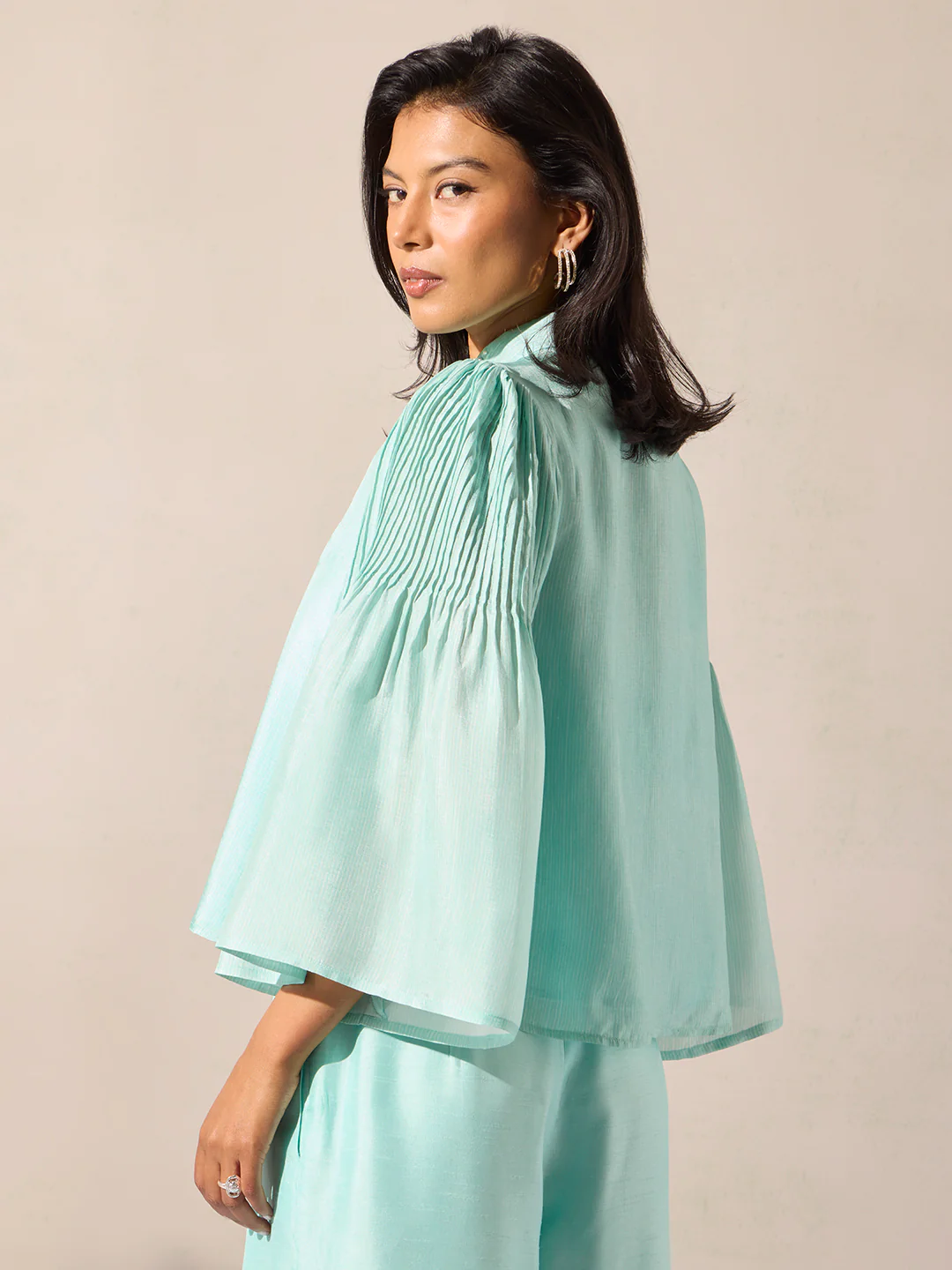 Pintuck Top - Blue - Image 4