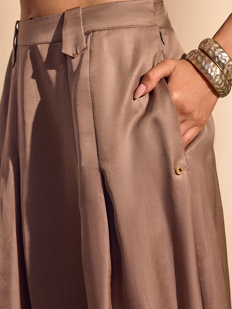 Pleated Midi Skirt β Brown - Image 5