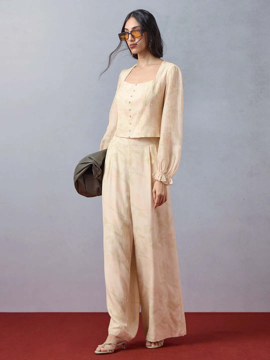 Printed Co-ord Set - Beige