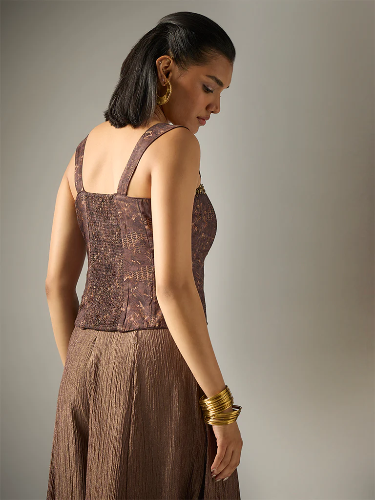 Printed Corset Top β Brown - Image 4