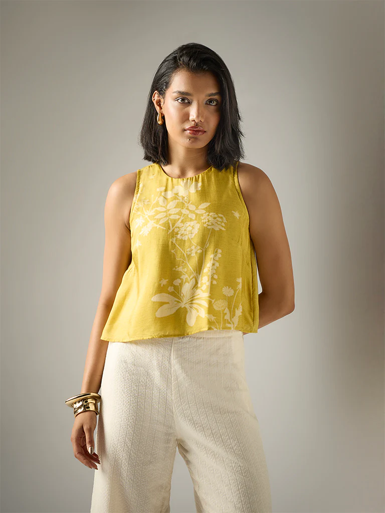 Printed Crop Top β Yellow