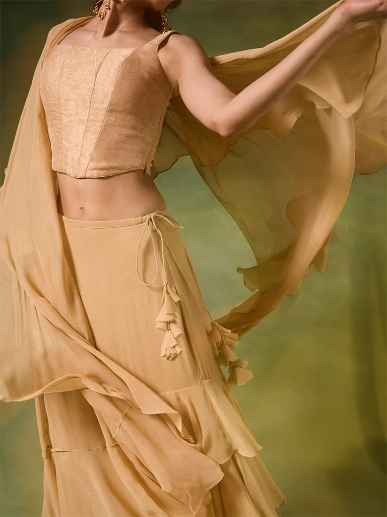 Ruffled Saree Set β Gold - Image 3