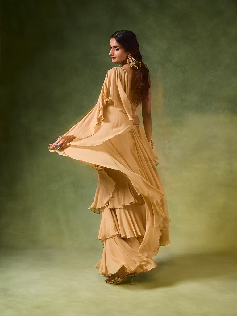 Ruffled Saree Set β Gold - Image 4