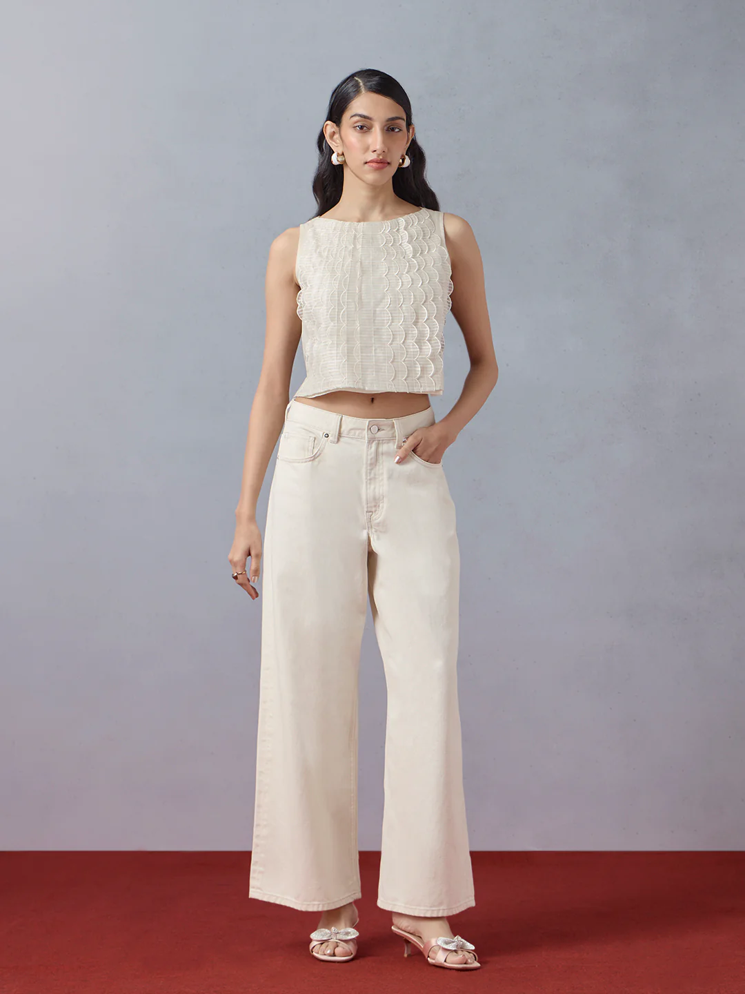 Scalloped Top - Ivory
