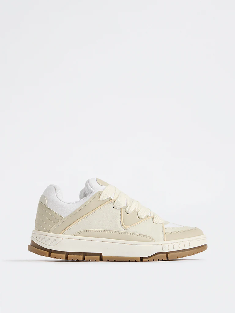 SOLEPLAY Beige Colour-Blocked Lace-Up Sneakers - Image 2