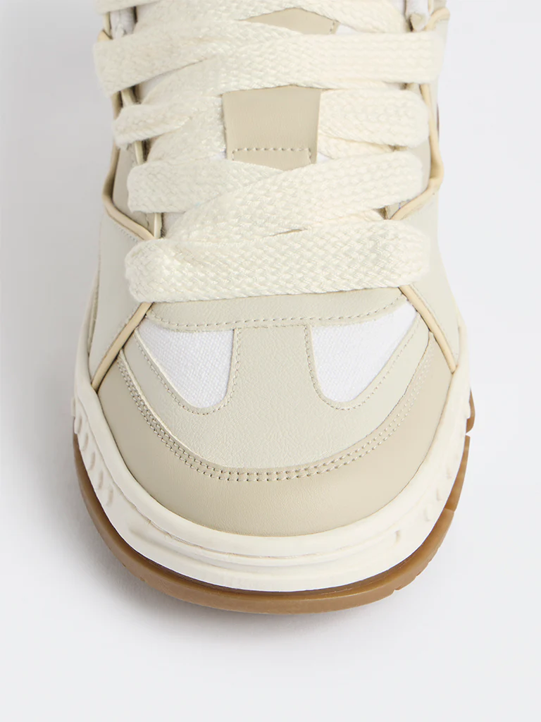 SOLEPLAY Beige Colour-Blocked Lace-Up Sneakers - Image 4