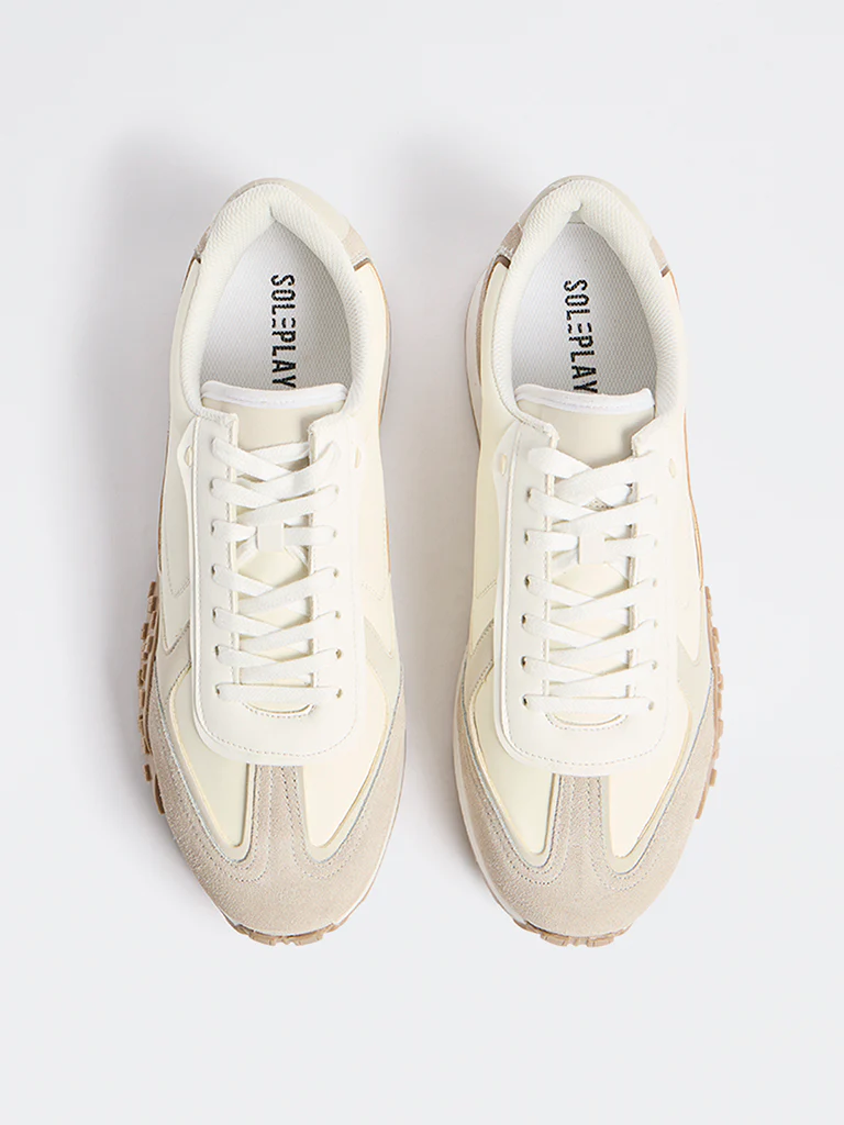 SOLEPLAY Beige Lace-Up Suede Sneakers - Image 3