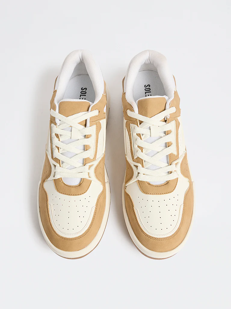 SOLEPLAY Beige Perforated Lace-Up Suede Sneakers - Image 3