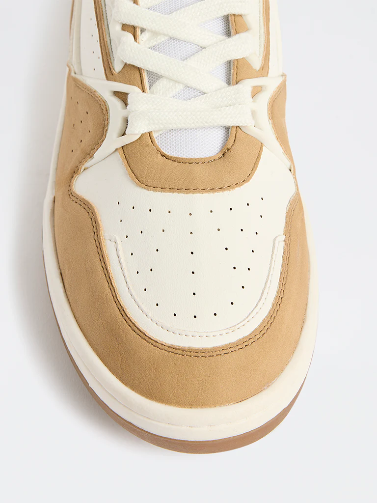 SOLEPLAY Beige Perforated Lace-Up Suede Sneakers - Image 4