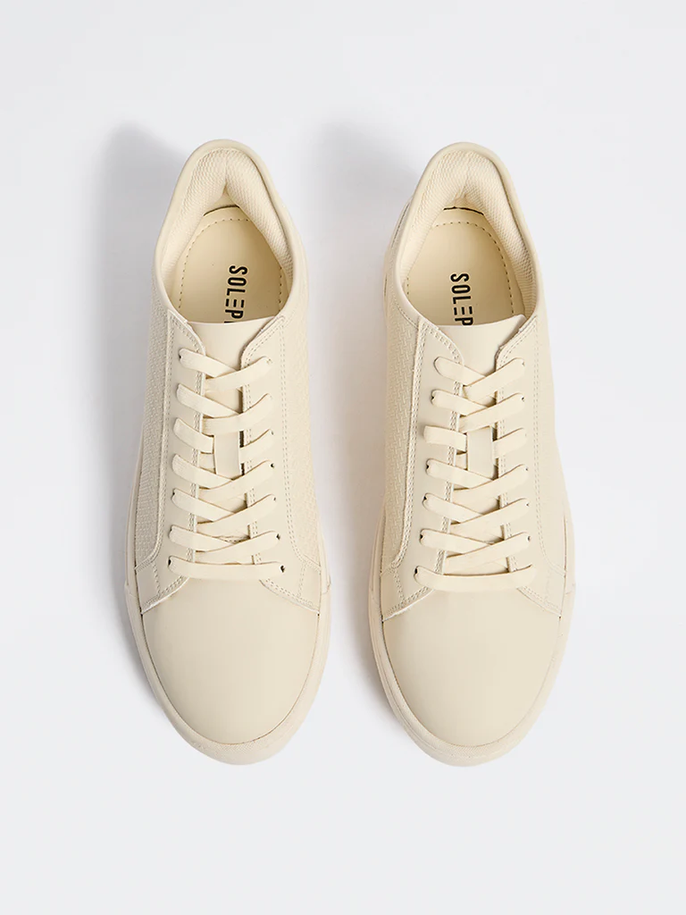 SOLEPLAY Beige Self-Textured Lace-Up Sneakers