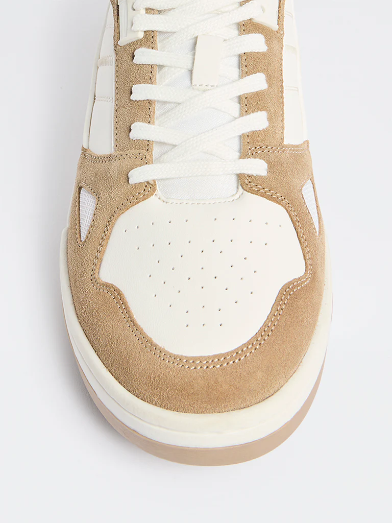 SOLEPLAY Beige Suede-Detailed Lace-Up Sneakers - Image 4