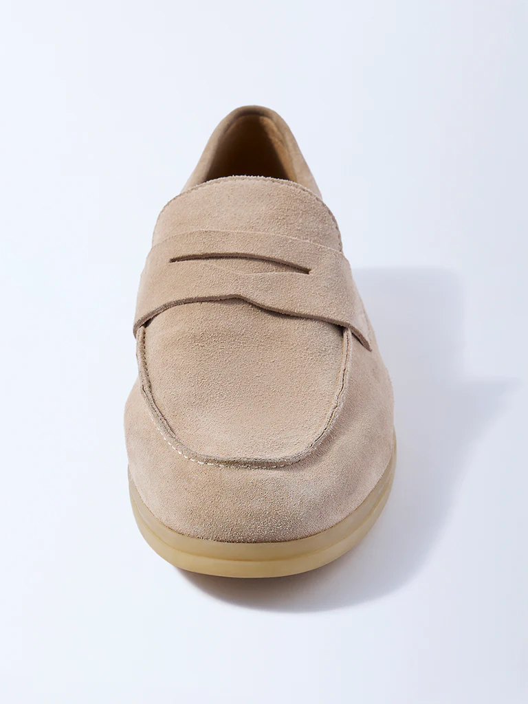 SOLEPLAY Beige Suede Leather Loafers - Image 3