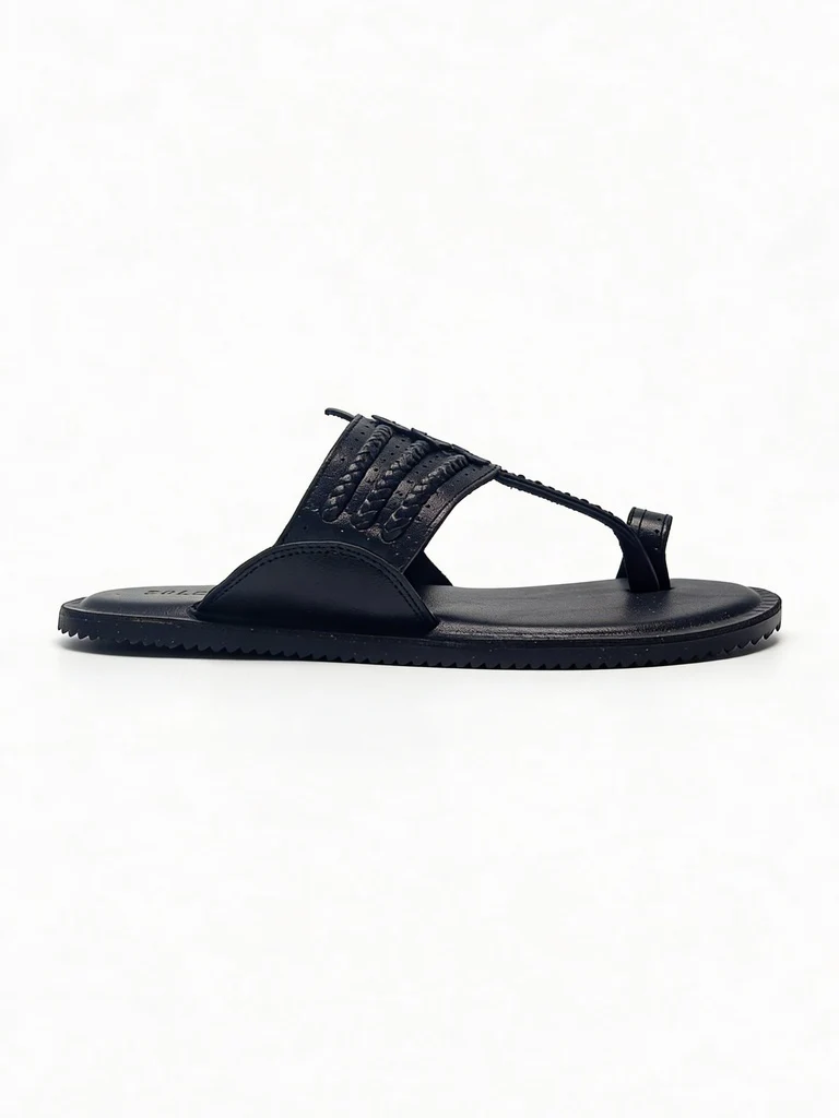 SOLEPLAY Black Braided Kolhapuri Sandals - Image 2