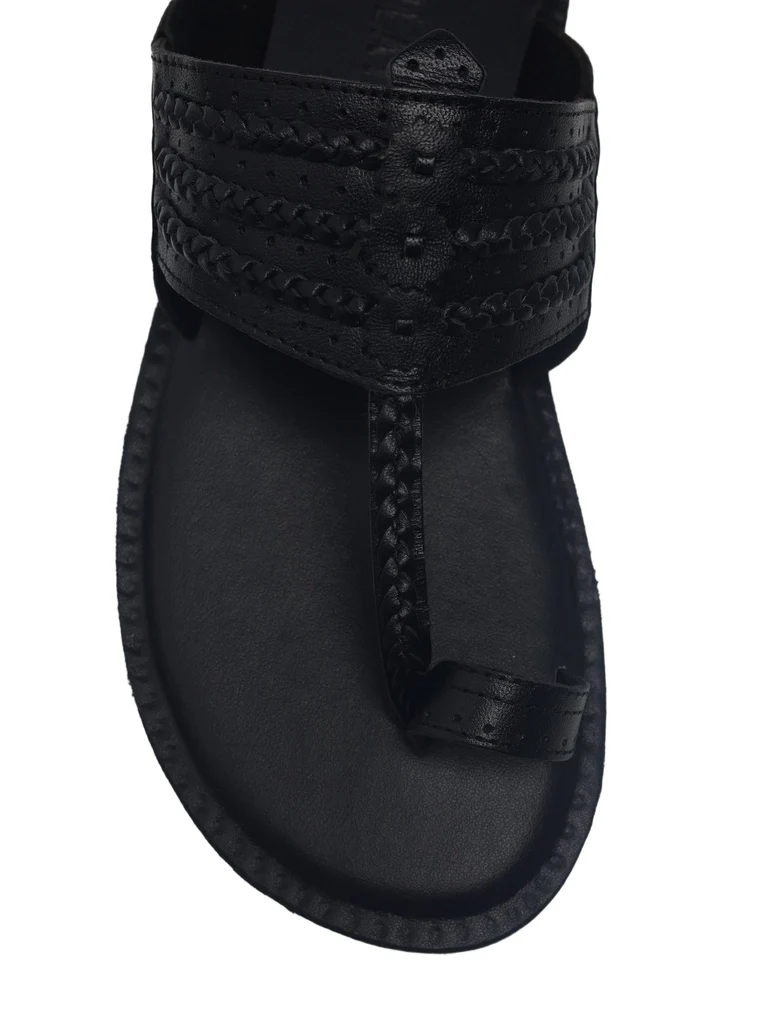 SOLEPLAY Black Braided Kolhapuri Sandals - Image 4