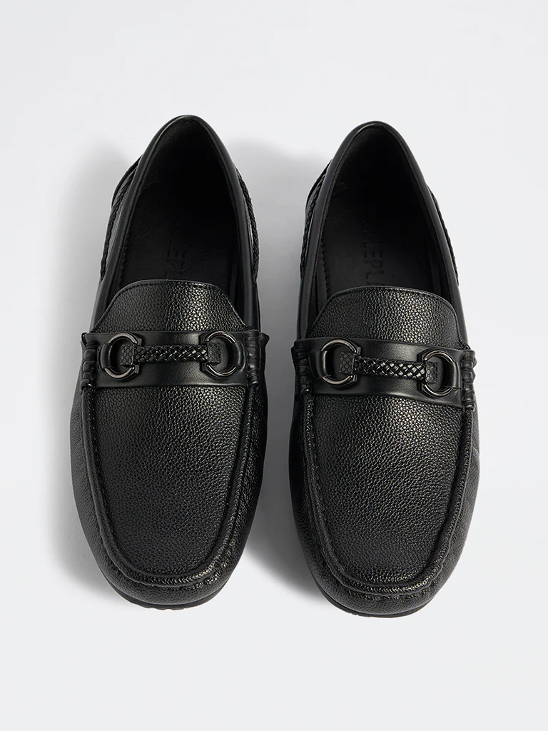 SOLEPLAY Black Braided Strap Driving Loafers - Image 3