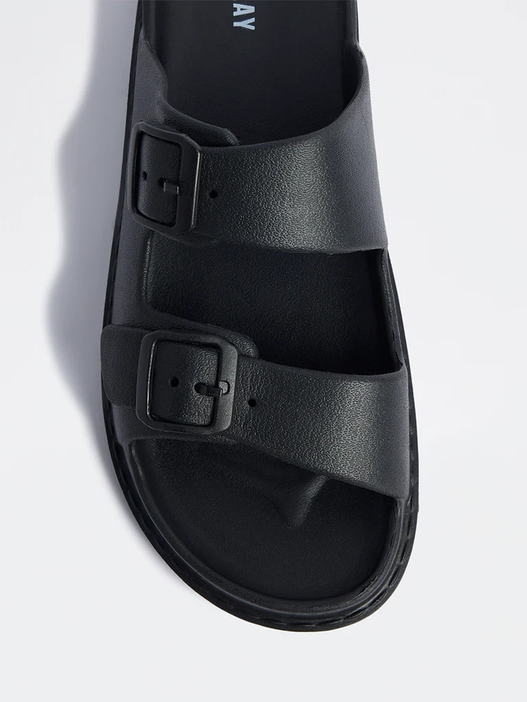 SOLEPLAY Black Buckle-Detailed Slip-On Sandals - Image 3