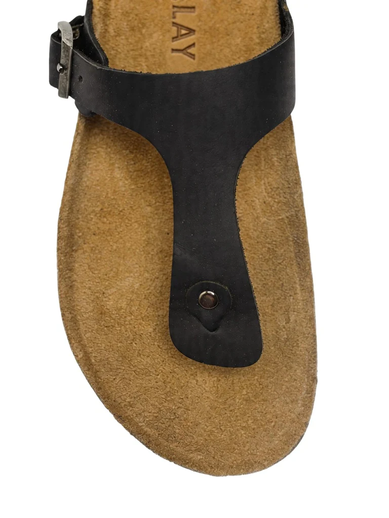 SOLEPLAY Black Buckle-Detailed Thong Strap Sandals - Image 4