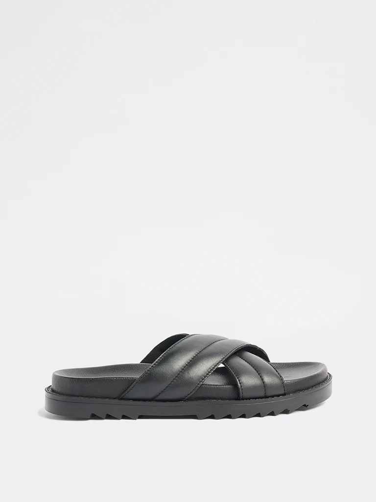 SOLEPLAY Black Criss-Cross Slip-On Sandals - Image 2