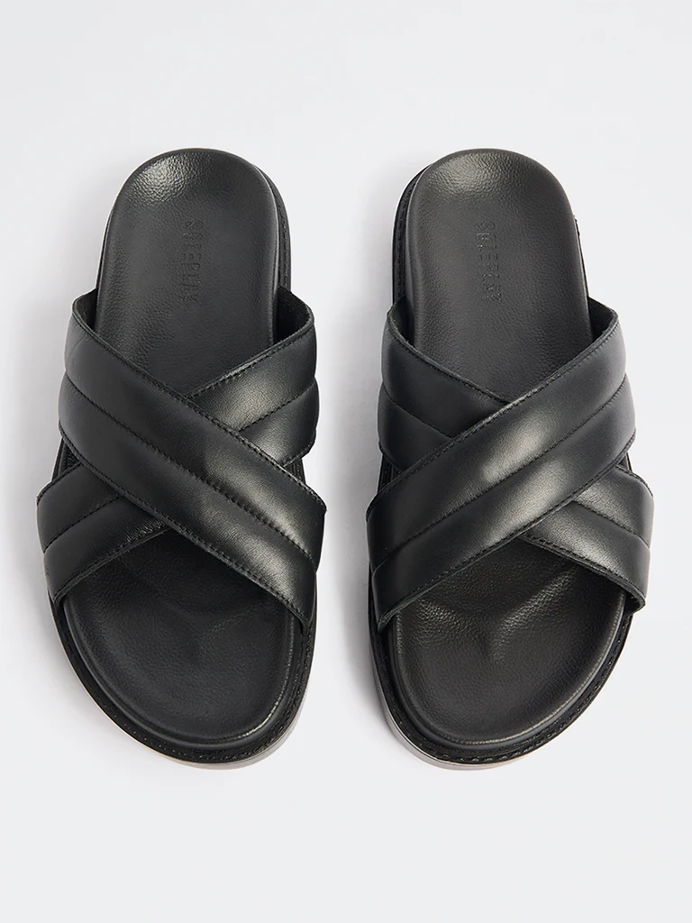 SOLEPLAY Black Criss-Cross Slip-On Sandals - Image 3