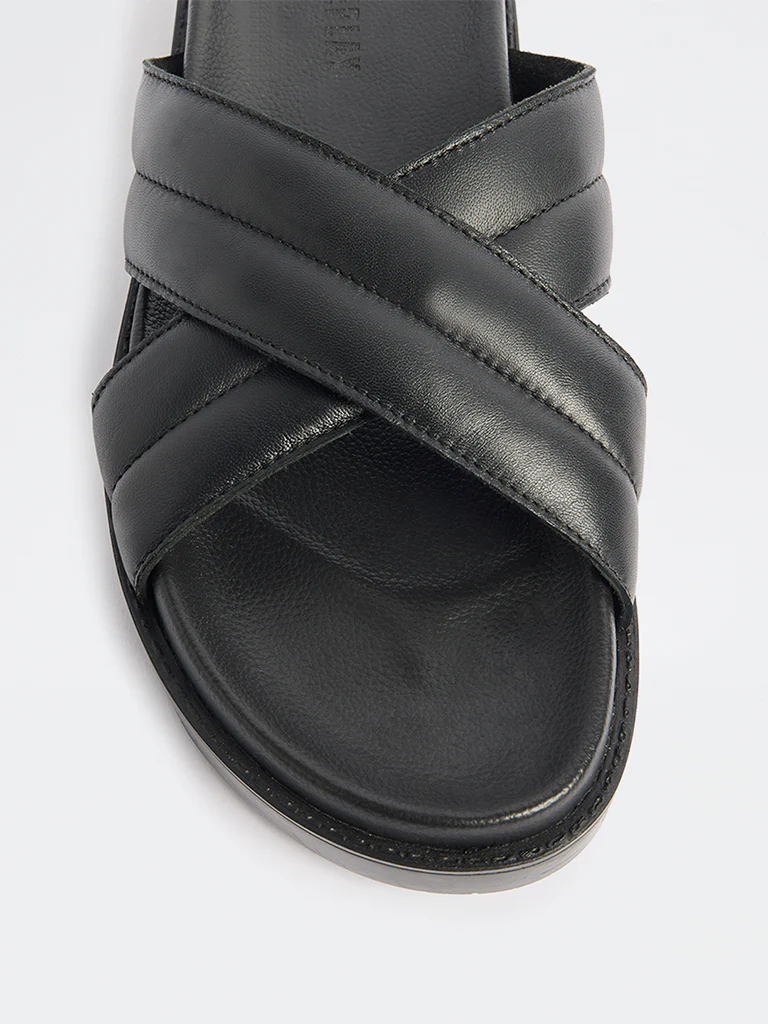 SOLEPLAY Black Criss-Cross Slip-On Sandals - Image 4