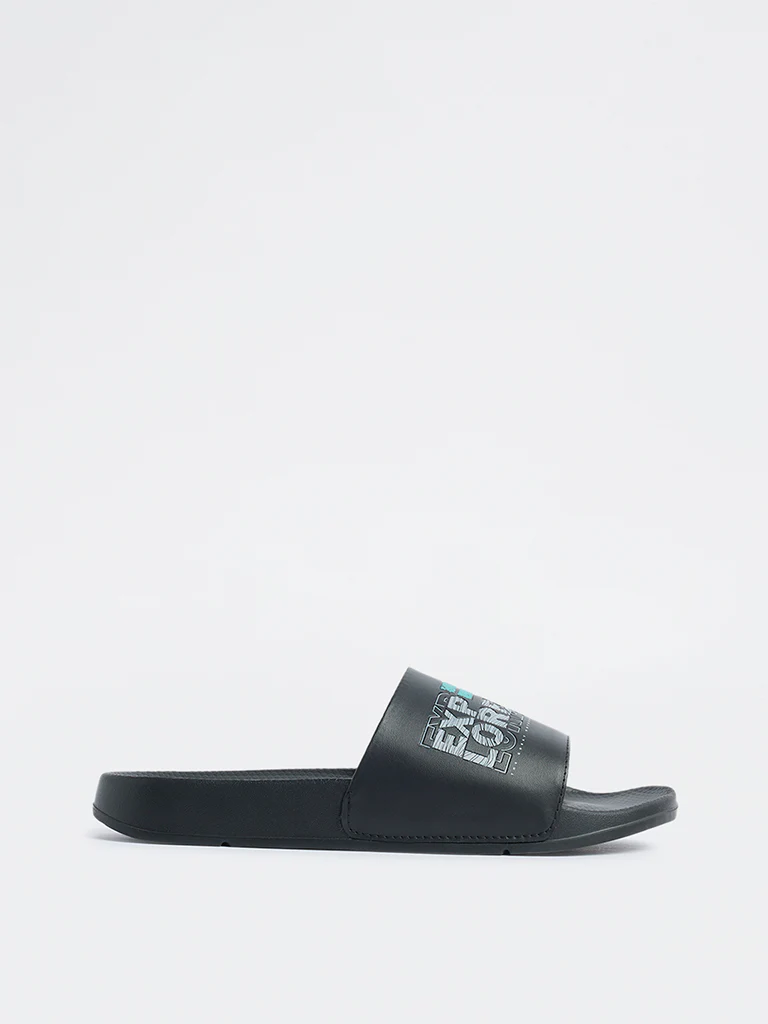 SOLEPLAY Black Graphic Design Pool Slides - Image 2