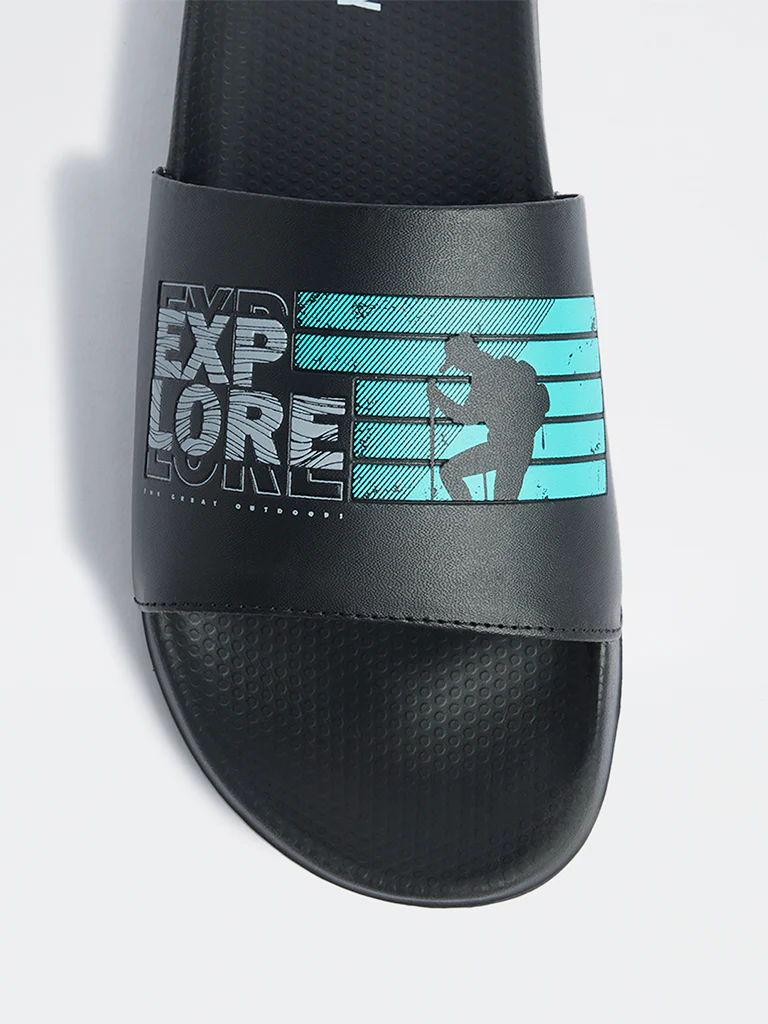 SOLEPLAY Black Graphic Design Pool Slides - Image 4