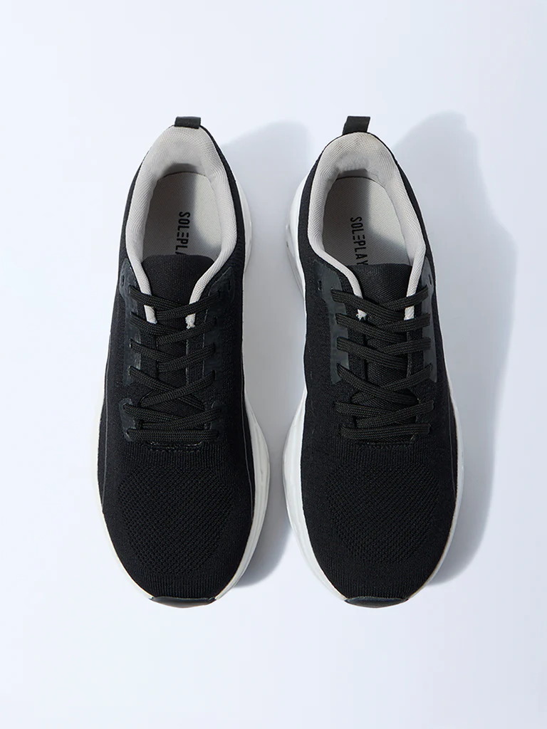 SOLEPLAY Black Knit-Textured Jogger Shoes - Image 2